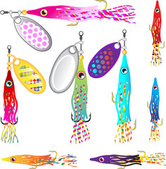 Hoochie Squid Fishing lure Spinners Vectors Trolling lure