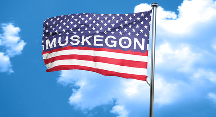 muskegon, 3D rendering, city flag with stars and stripes