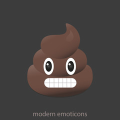 Scary poo icon. Shit emoticons. Poop emoji face isolated. 