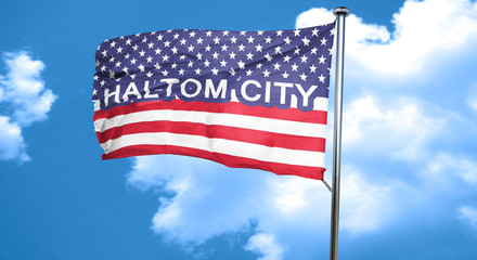 haltom city, 3D rendering, city flag with stars and stripes