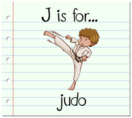 Flashcard letter J is for judo