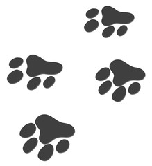 Fototapeta na wymiar Animal footprints on white background
