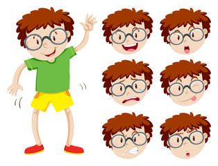 Boy with many facial expressions