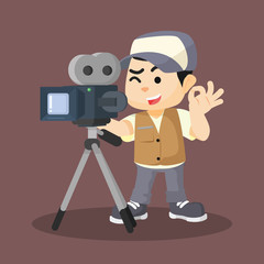 a boy movie cameraman recording