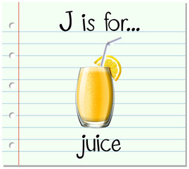 Flashcard letter J is for juice
