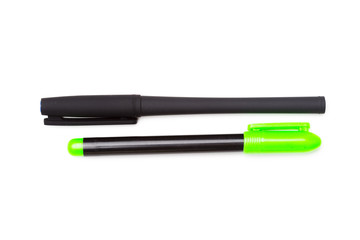 pens isolated on white background, close up