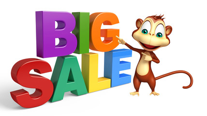 Monkey cartoon character with bigsale sign
