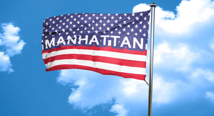 Obraz premium manhattan, 3D rendering, city flag with stars and stripes