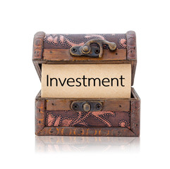 Investment word in treasure chest.