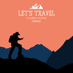 Web vector illustration on the theme of Climbing, Trekking, Hiking, Walking. Downshifting.