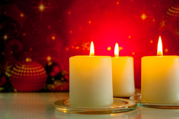 Closeup of burning candles