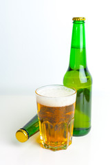 bottle and glass with beer