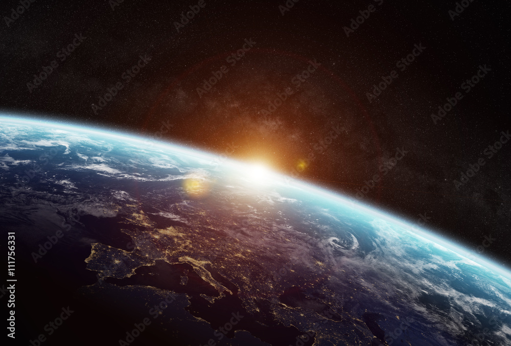 Poster view of the planet earth in space