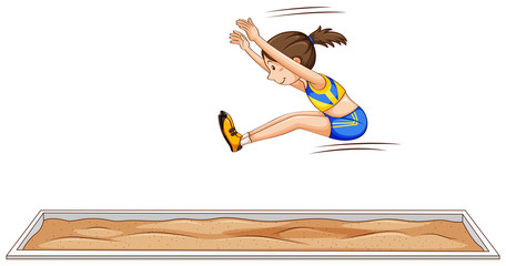 Woman athlete doing long jump