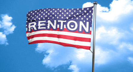 renton, 3D rendering, city flag with stars and stripes
