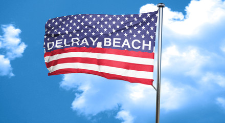 delray beach, 3D rendering, city flag with stars and stripes
