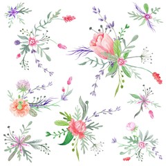 Summer Romantic Watercolor Bouquets