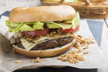 Burger with ingridients
