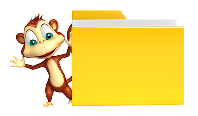 fun Monkey cartoon character with folder