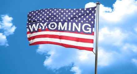 wyoming, 3D rendering, city flag with stars and stripes