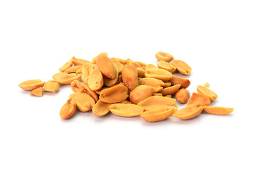 heap of peanuts isolated on white background