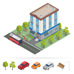 Isometric Hotel. Hotel Building. Travel Industry. Vector illustration