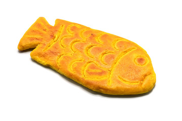 fish shape dessert on white background