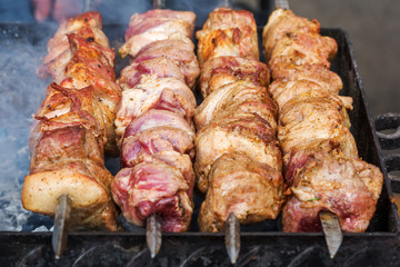 grilled meat on a skewer