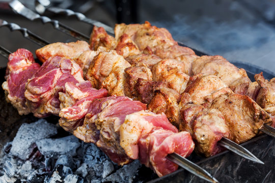 grilled meat on a skewer