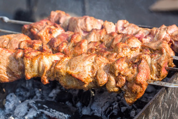 grilled meat on a skewer