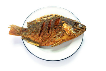 fired fish on the plate
