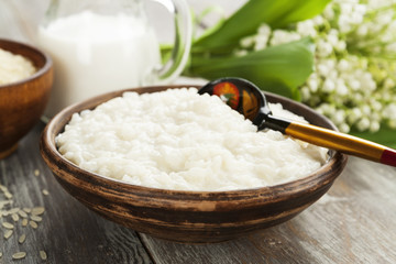 Rice porridge in a plate