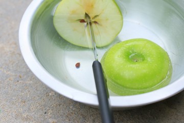 Apple on black background