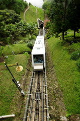 Penang Hill Train,Most iconic transport at Penang Hill, Malaysia climbing the hill