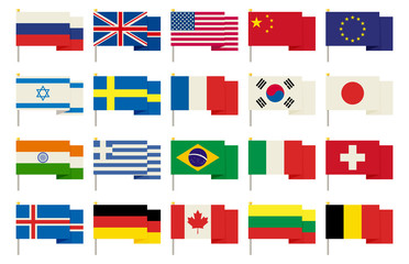 Flags icons in flat style. Simple flags of the countries