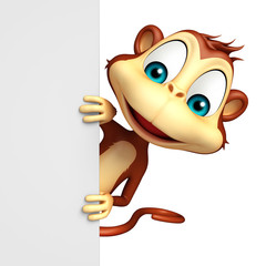 cute Monkey cartoon character with  board