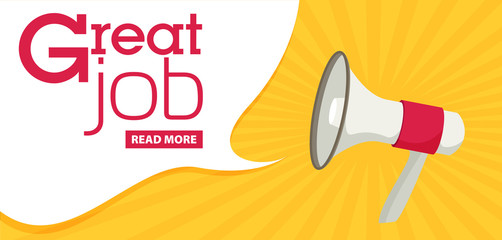 Loudspeaker great job. Vector flat illustration