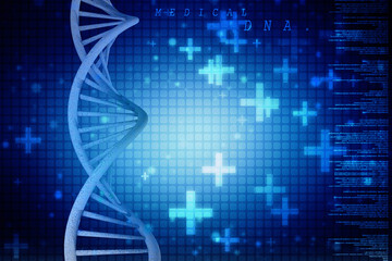 Naklejka premium Digital illustration DNA structure in colour background