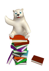 fun Polar bear cartoon character with books