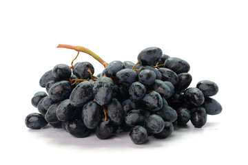 Bunch of dark red grapes Isolated on white background