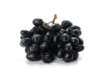 Bunch of dark red grapes Isolated on white background