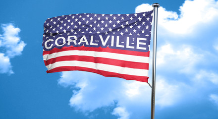 coralville, 3D rendering, city flag with stars and stripes