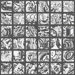 gears and mechanisms vector set