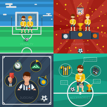 Soccer Flat Icons Composition
