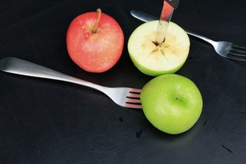 Apple on black background