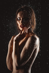 young woman in the rain
