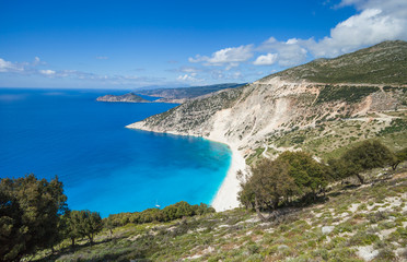 Fototapeta na wymiar Myrtos bay and idyllic beach on Kefalonia island, Greece