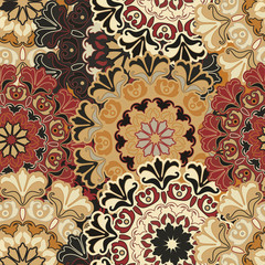 Seamless round ornament pattern for printing on fabric or paper.