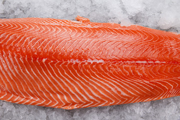 Salmon fillet on ice