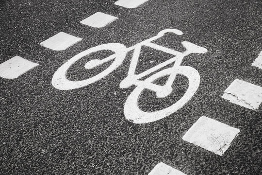 Bicycle lane. White road marking